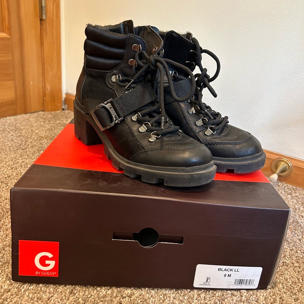GUESS Black Lace-Up Boots